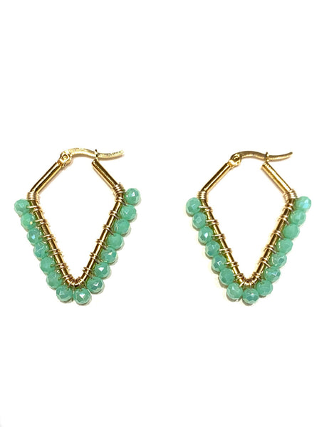 HC DESIGNS - Small Beaded Diamonds Hoops - Golden (More colors available)