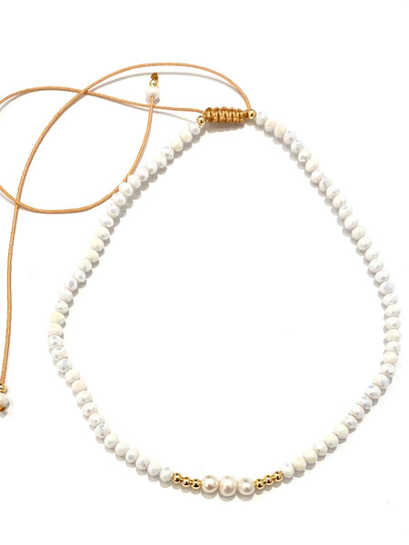 HC DESIGNS- Adjustable Choker Triple Pearls (more colors available)