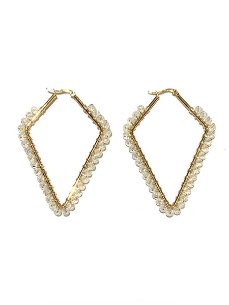 HC DESIGNS - Large Beaded Diamonds Hoops - Golden