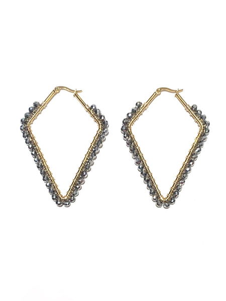 HC DESIGNS - Large Beaded Diamonds Hoops - Golden