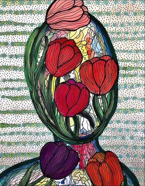 SUSANA CACHO - Art Print - 5” x 7” - Mujer Tulipán