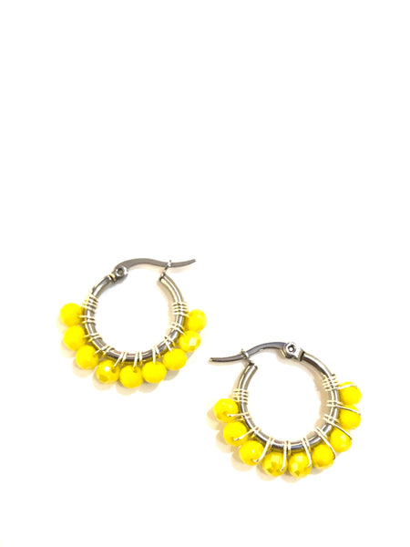 HC DESIGNS - XSmall Silver Beaded Round Hoops 1 Inch (many colors available)