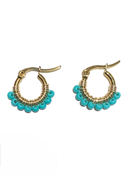 HC DESIGNS - Mini Golden Beaded 1/2 inch Hoop (more colors available)
