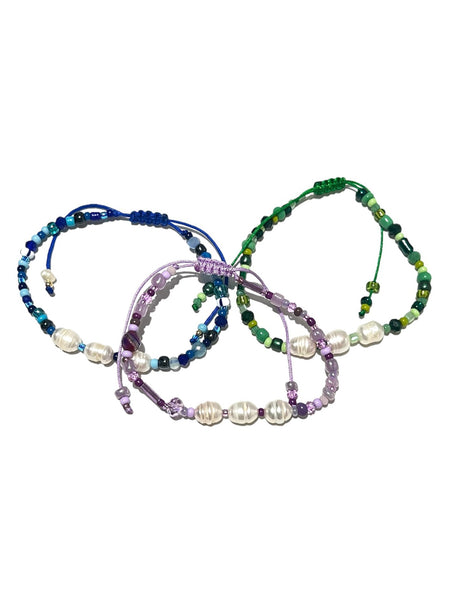 HC DESIGNS - Triple Pearl Solid Adjustable Bracelets