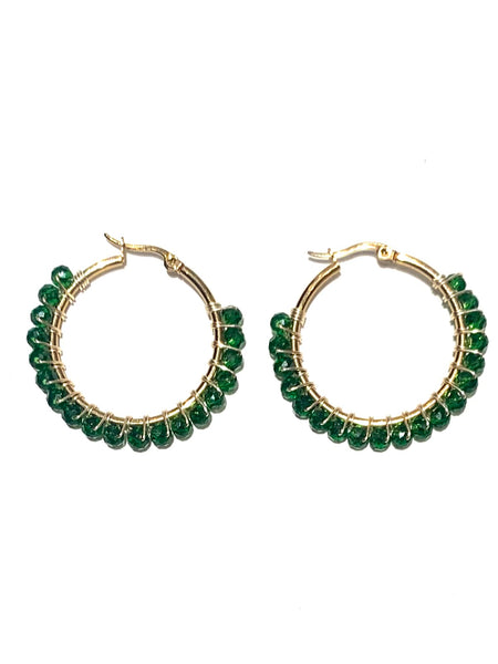 HC DESIGNS - Medium Golden Beaded Round Hoops - 1 1/2 Inch (More colors available)