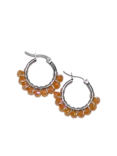 HC DESIGNS - XSmall Silver Beaded Round Hoops 1 Inch (many colors available)