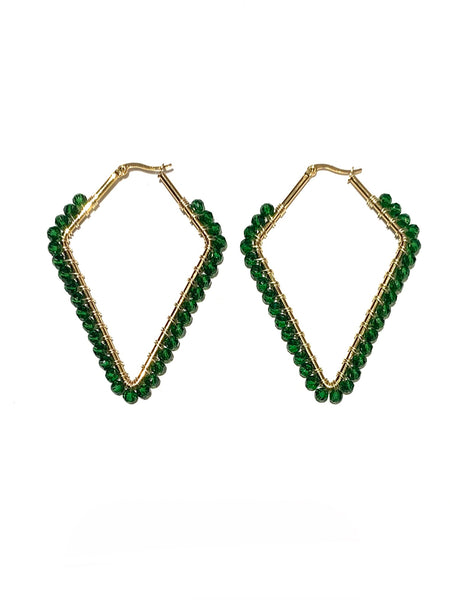 HC DESIGNS - Large Beaded Diamonds Hoops - Golden