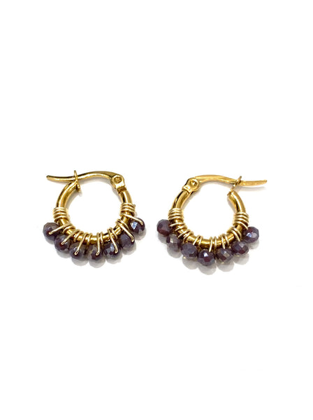 HC DESIGNS - Mini Golden Beaded 1/2 inch Hoop (more colors available)