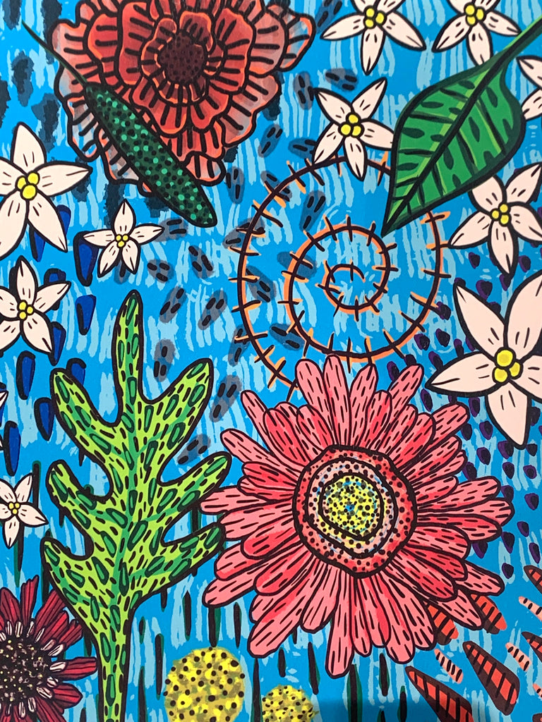 SUSANA CACHO - Art Print 12"X16" - Funky Flower Pattern