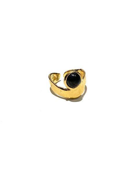 DOS PINCELES- Luna Ring- Gold Plated/Onyx