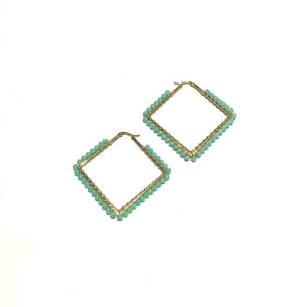 HC DESIGNS- Wired Crystal Large Square Hoop Earrings