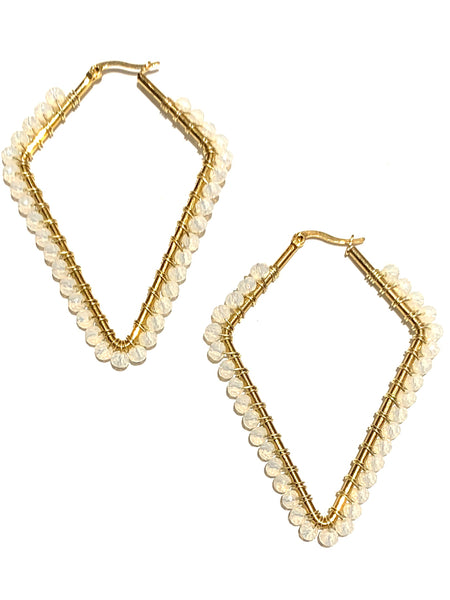 HC DESIGNS - Large Beaded Diamonds Hoops - Golden