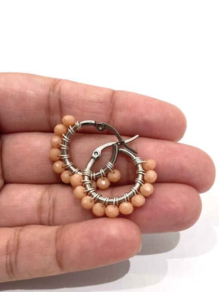 HC DESIGNS - XSmall Silver Beaded Round Hoops 1 Inch (many colors available)
