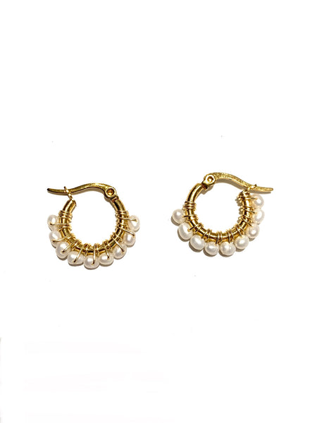 HC DESIGNS - Mini Golden Beaded 1/2 inch Hoop (more colors available)