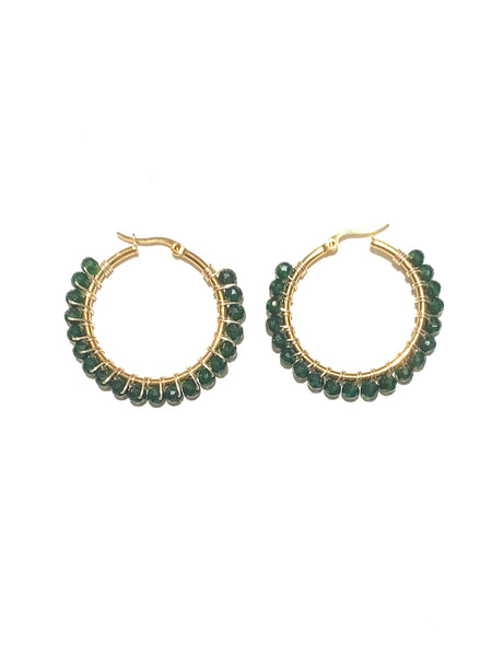HC DESIGNS - Medium Golden Beaded Round Hoops - 1 1/2 Inch (More colors available)