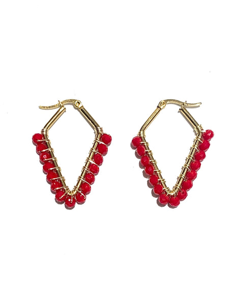 HC DESIGNS - Small Beaded Diamonds Hoops - Golden (More colors available)