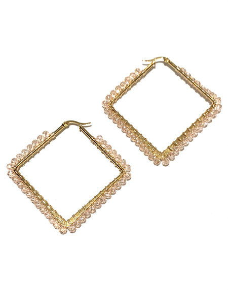 HC DESIGNS- Wired Crystal Large Square Hoop Earrings