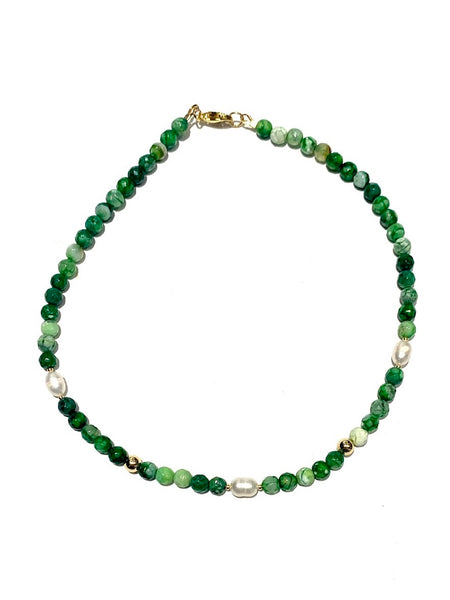 HC DESIGNS- Small Agates and Triple Pearls Short Necklace (different colors available)