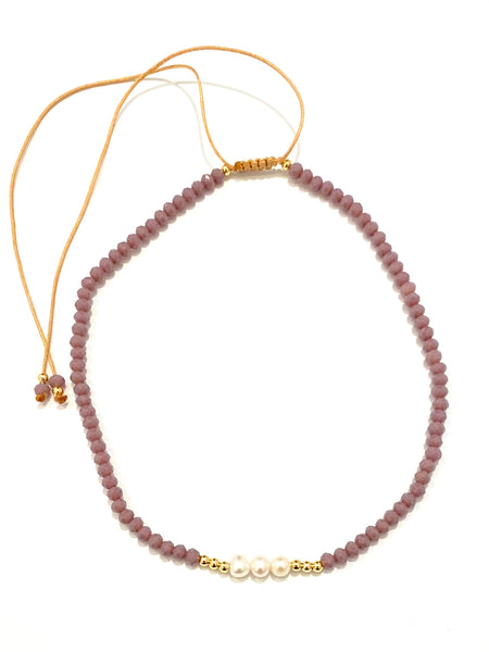 HC DESIGNS- Adjustable Choker Triple Pearls (more colors available)