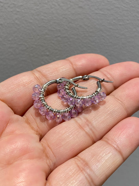 HC DESIGNS - XSmall Silver Beaded Round Hoops 1 Inch (many colors available)