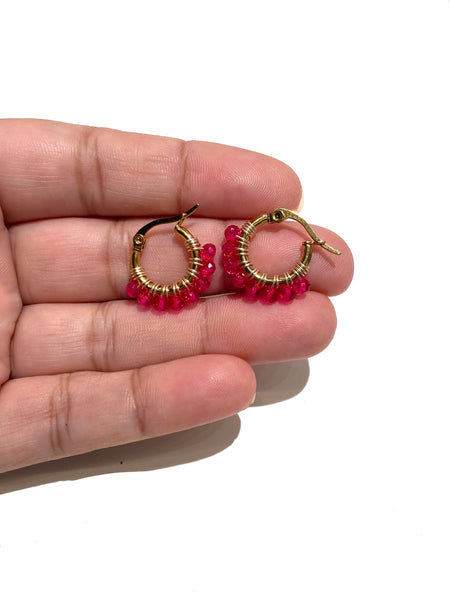 HC DESIGNS - Mini Golden Beaded 1/2 inch Hoop (more colors available)