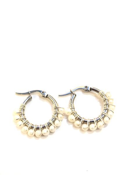 HC DESIGNS - XSmall Silver Beaded Round Hoops 1 Inch (many colors available)