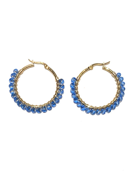 HC DESIGNS - Medium Golden Beaded Round Hoops - 1 1/2 Inch (More colors available)