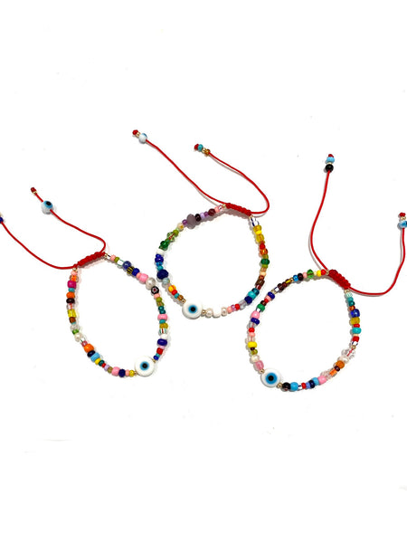 HC DESIGNS- Mati Eye Seedbeads Ajustable Bracelet