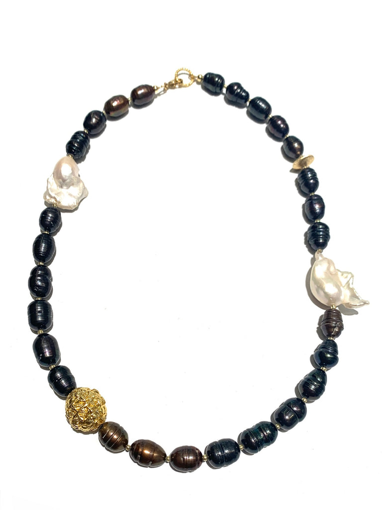 HC DESIGNS- Dark Barroque Pearl Necklace