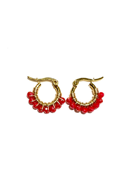 HC DESIGNS - Mini Golden Beaded 1/2 inch Hoop (more colors available)