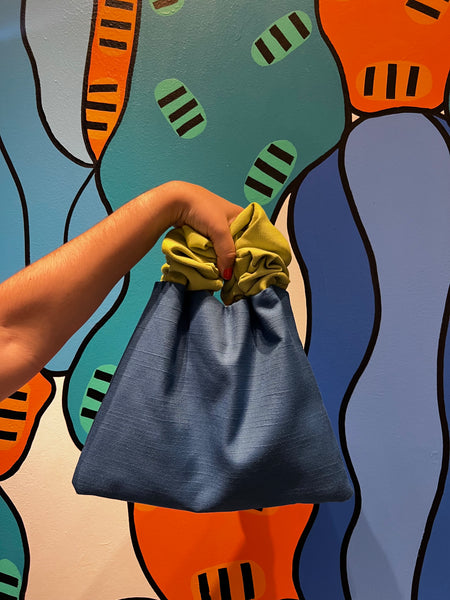 MOTA - Handmade Bag- Scrunchie Bag Blue/Green