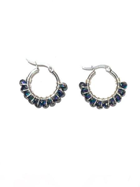 HC DESIGNS - XSmall Silver Beaded Round Hoops 1 Inch (many colors available)