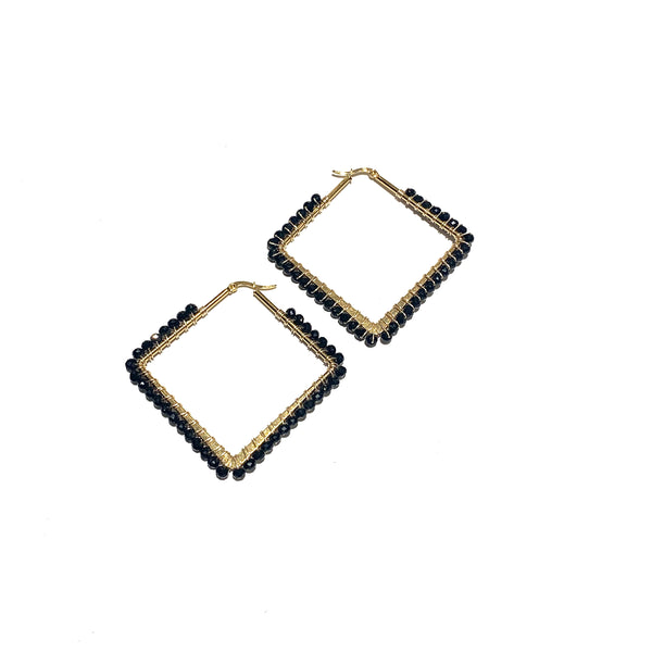 HC DESIGNS- Wired Crystal Large Square Hoop Earrings