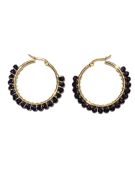 HC DESIGNS - Medium Golden Beaded Round Hoops - 1 1/2 Inch (More colors available)