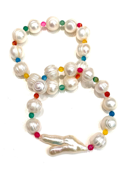HC DESIGNS- Pearl and Agate Bracelet Set of 2