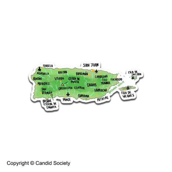 CANDID SOCIETY - Puerto Rico Map Sticker